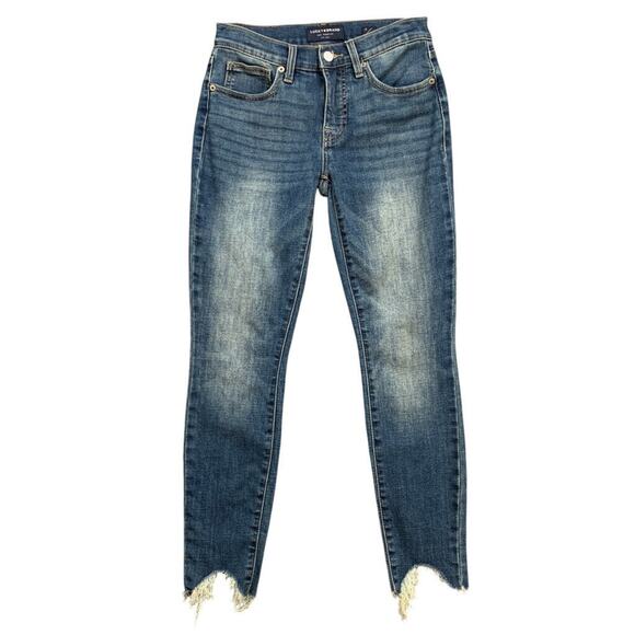 Lucky Brand Jeans Womens 25 Denim Ankle Mid Rise Ava Skinny Raw Shark tooth Hem - Picture 1 of 16